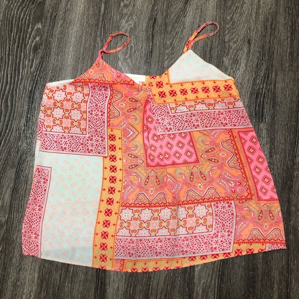 Cynthia Rowley Mixed Print Paisley Scarf Hem Cami Top - Size M